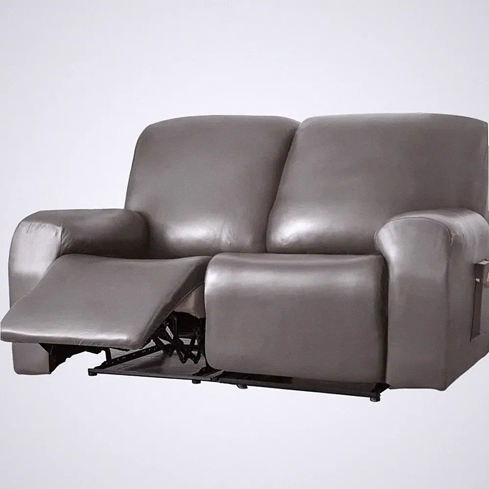 6 Pieces Waterproof Faux PU Leather Recliner Loveseat Slipcover Stretch Soft...
