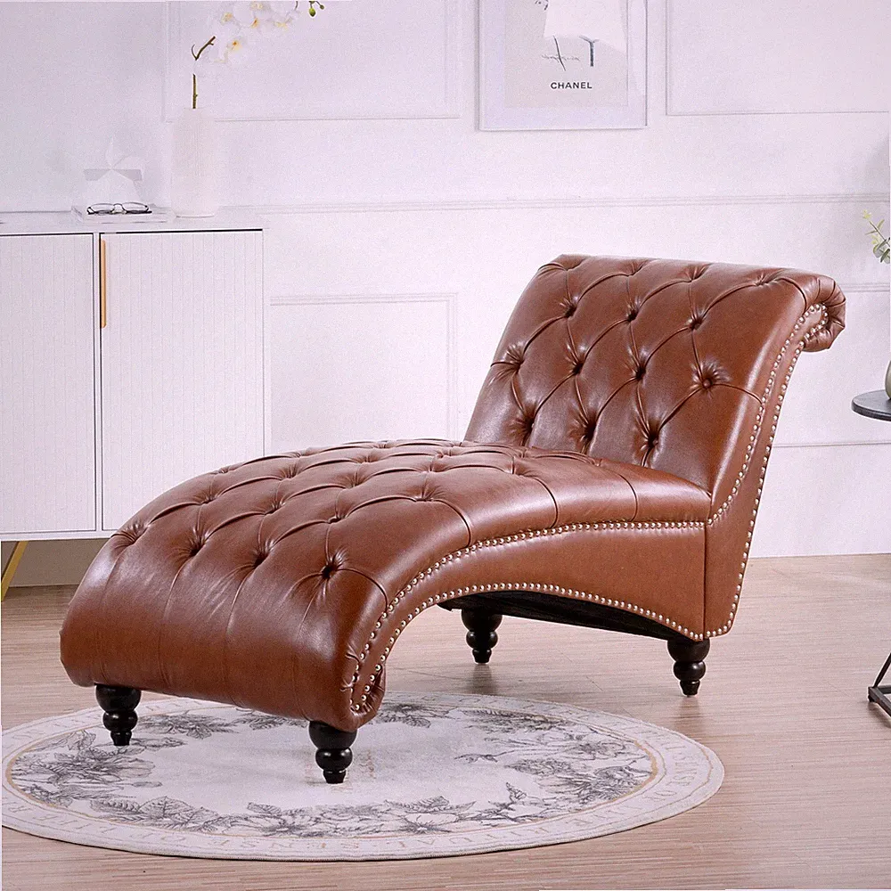 Faux Leather Chaise