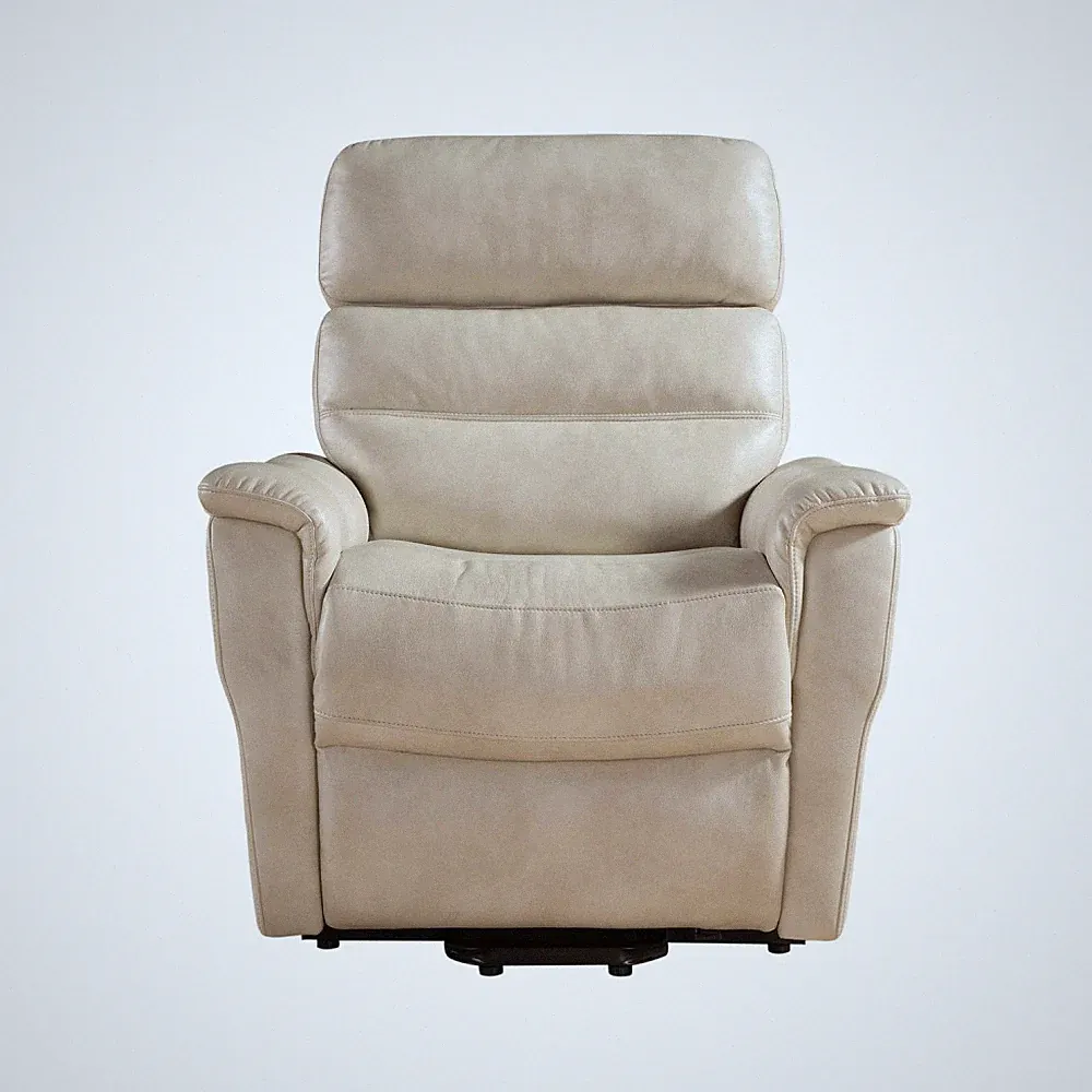 Contemporary Cream Color Faux Leather Power Reclining Lift Chair
