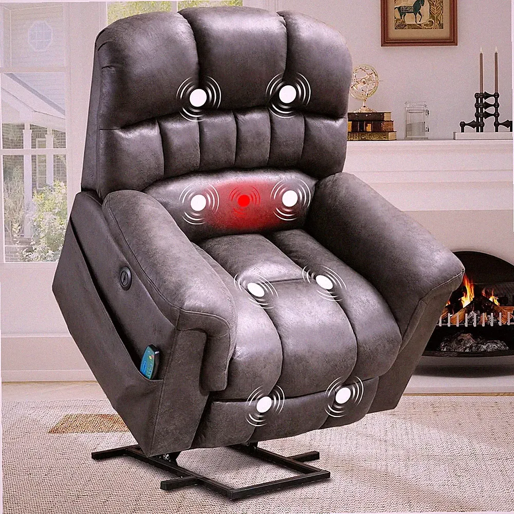 EBELLO Power Lift Recliner Chair w/ Massage & Heat, Faux Leather Recliner Chair