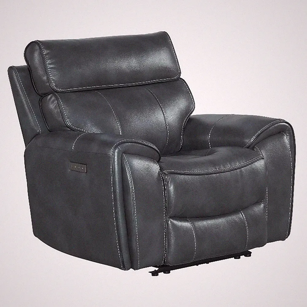 Intercon Furniture Summit Faux Leather Dual-Power Recliner in Slate Gray