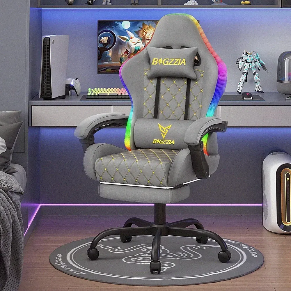 Rgb Gaming Chair LED Ergonomic Reclining Pu Leather Office Chair Footrest
